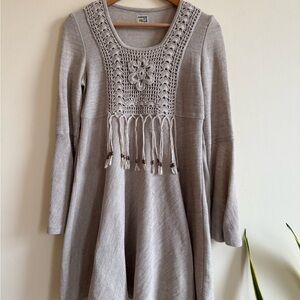 Russian Linen Crochet Detail Dress
